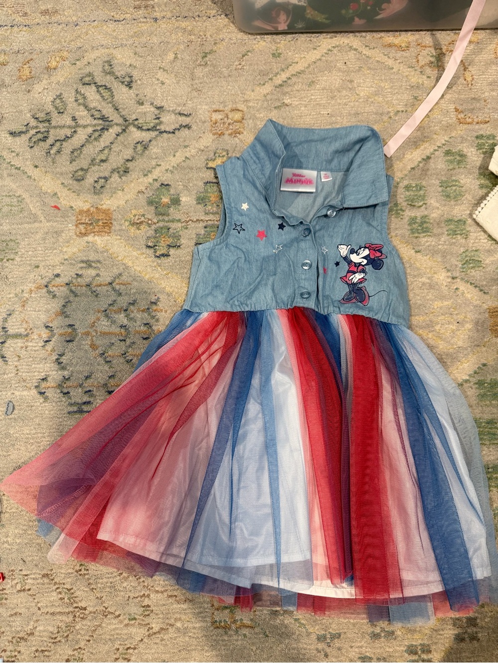 Disney Sleeveless Denim Bodice Tulle Dress in Red, White & Blue